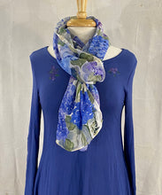 Load image into Gallery viewer, Frédérique’s Hydrangea Design 72” X 18” Scarves. Available in both Modal ($40) and Silk Fabric ($48)