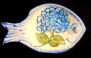 Ceramic Hydrangea Spoon Rest 6"
