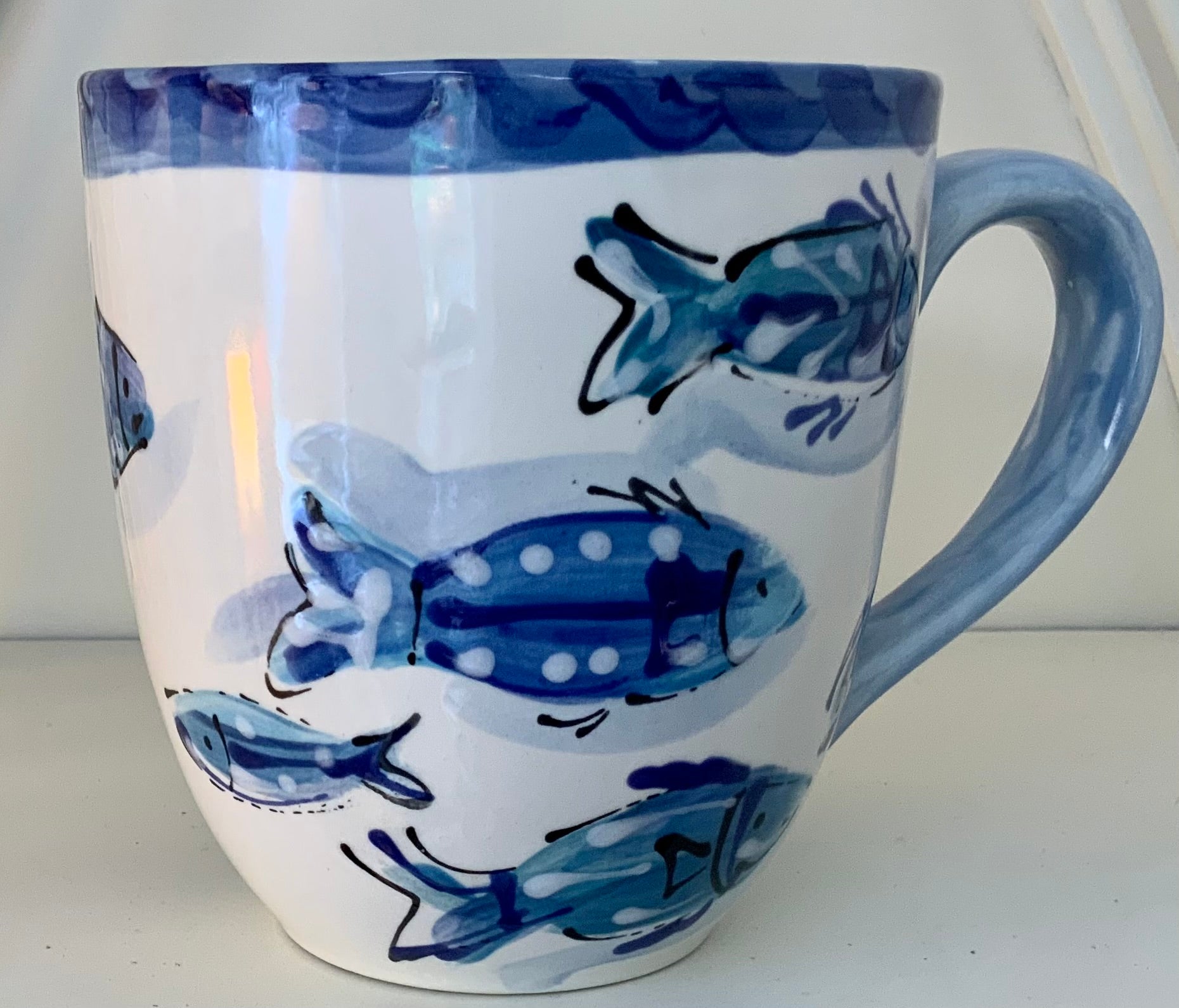 Ceramic Cape Cod Blue Fish Mug