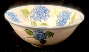 Ceramic Mixing Bowl 10" in Hydrangea with/without Nantucket Basket and Cape Cod Blue Fish