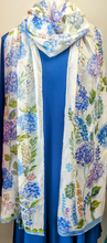 Load image into Gallery viewer, Frédérique’s NEW Hydrangea &quot;And More&quot; Design 72” X 18” Scarf in both Modal ($40) and Silk ($48)!

