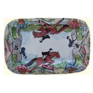Equestrian Hand painted Large Platter 16"x 11"