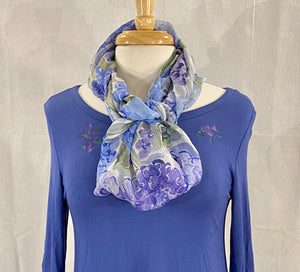 Frédérique’s Hydrangea Design 72” X 18” Scarves. Available in both Modal ($40) and Silk Fabric ($48)