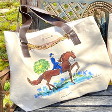 Load image into Gallery viewer, 19” X 14” Equestrian Lined Canvas Tote
