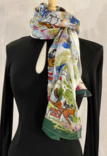 Load image into Gallery viewer, Frédérique’s Hunter Jumper Scene Design 72” X 18” Modal Fabric Scarf
