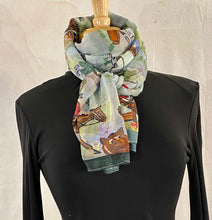 Load image into Gallery viewer, Frédérique’s Fox Hunt Scene Design 72” X 18” Modal Fabric Scarf
