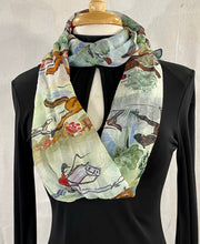 Load image into Gallery viewer, Frédérique’s Fox Hunt Scene Design 72” X 18” Modal Fabric Scarf
