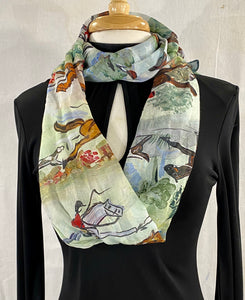 Frédérique’s Fox Hunt Scene Design 72” X 18” Modal Fabric Scarf