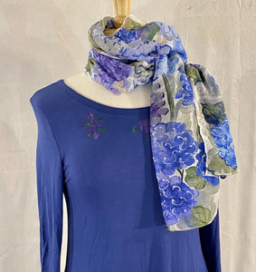 Frédérique’s Hydrangea Design 72” X 18” Scarves. Available in both Modal ($40) and Silk Fabric ($48)