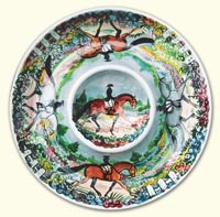 Equestrian hand painted Chip 'n' Dip server - 12