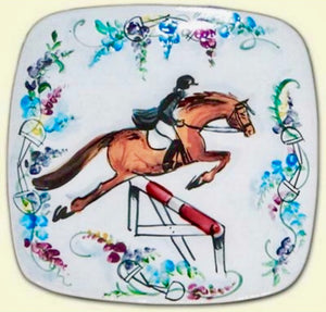 Equestrian Hand painted 9" Square Plate