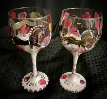Load image into Gallery viewer, Valentines Day LOVE FILLED Hand Painted Wine Glasses
