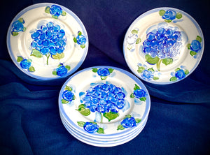 Ceramic Hydrangea Salad/Dinner/Charger Plate set